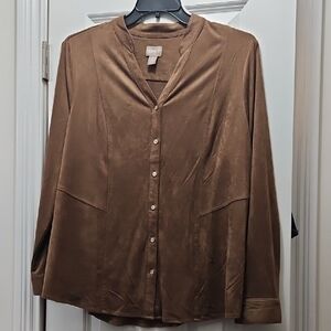 Chico's Rich Brown Satin Blouse